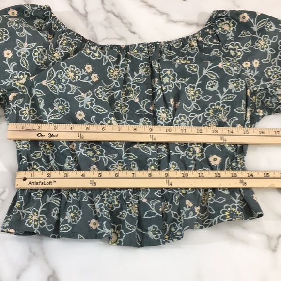 J. Crew Gathered Scoopneck Top In Vintage Vines Womens Small Cropped 100% Cotton - Picture 7 of 15